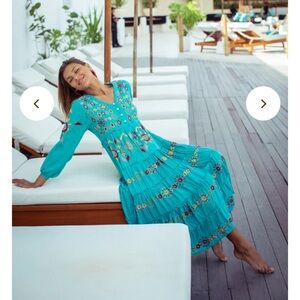 EUC Turquoise Tula Embroidered Dress